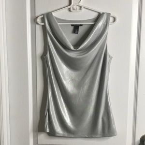 EUC WHITE HOUSE BLACK MARKET silver sleeveless top